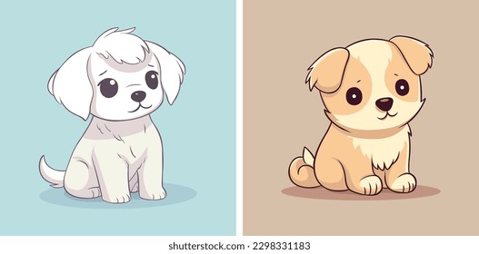 This adorable illustration features two lovable cartoon dogs, with charming expressions and playful personalities that are sure to make you smile.