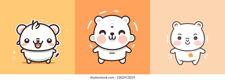 This adorable kawaii pig cartoon illustration features a round body, a snout with a small smile, and cute little feet