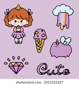 This adorable vector sticker features a cute and charming character that is sure to bring a smile to anyone's face. The character is expertly designed with a combination of vibrant colors, soft lines