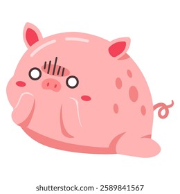 This afraid little pig illustration is suitable for cute pink pig stickers etc