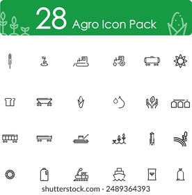 Dieses Icon-Paket für die Landwirtschaft bietet eine umfassende Kollektion von Icons, die verschiedene Aspekte der Agrarindustrie abdecken sollen.