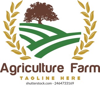 This agriculture logo features a classic yet modern design, perfect for farms, agricultural businesses, and organic produce brands. The logo includes iconic farming elements like a barn.
