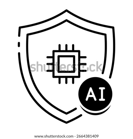 This AI Security icon is suitable for Artificial Intelegence, Chatbot, etc