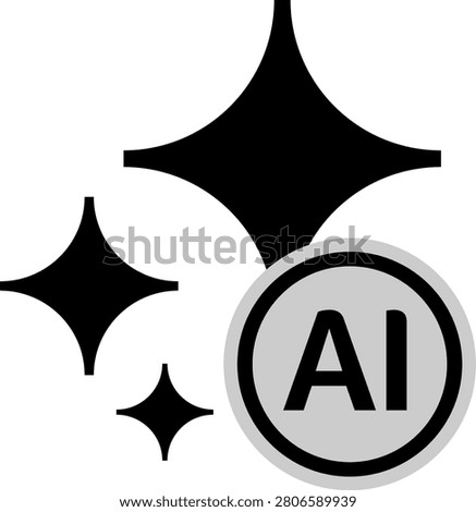 This AI vector icon represents the future of digital innovation and advanced machine learning technology. Designed with a clean and minimalist aesthetic, this high-quality graphic element is perfect for modern user interfaces, software applications, and mobile app design. The scalable vector format ensures versatility for creative projects, while the sleek sparkles symbolize the intelligence and clarity inherent in current artificial intelligence solutions and automated systems.