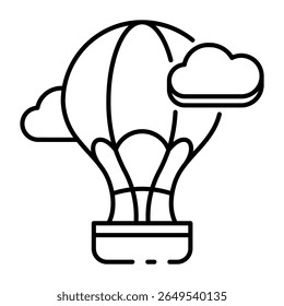 This Air balloon icon is suitable for Transportation, Travel and Tourism, etc