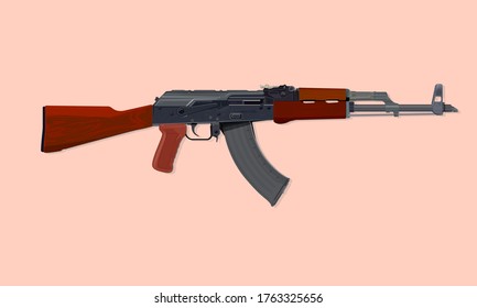 Esta es una ilustración aislada por vector puro de ametralladoras ak47.