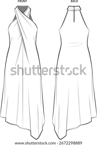 This is A-line Halter Midi Dress
