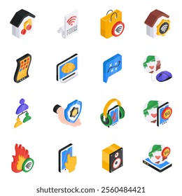 This all time requires a set of iot icons. These smartest designs of network and hosting are in flat icon style. You can use these icons to entice your web and app visitor with these powerful, meaning