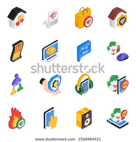 This all time requires a set of iot icons. These smartest designs of network and hosting are in flat icon style. You can use these icons to entice your web and app visitor with these powerful, meaning