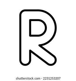 this is a Alphabet R icon
icon with outline and pixel perfect style
this is one of the icons from the icon sets with Alphabet and number theme