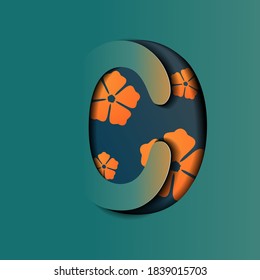 This alphabet is vector decorated with orange flowers.