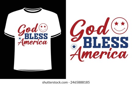 Este es un increíble diseño de camiseta de dios bendiga a Estados Unidos para gente inteligente. Diseño de camiseta de moda del día de la independencia de Estados Unidos. Plantilla de diseño de camisetas para el día de la Independencia.