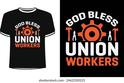 Este es un increíble diseño de camiseta de dios bendiga a los trabajadores sindicalizados para la gente inteligente. Vector de diseño de camiseta del día del trabajo de moda de Estados Unidos. Plantilla de diseño de camisetas para el día del Trabajo.