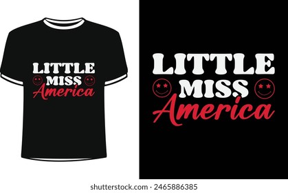 This is amazing little miss america t-shirt design for smart people. Trendy USA Independence day t shirt design. T-shirt Design template for Independence day.