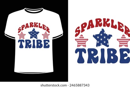 Este es un increíble diseño de camiseta de la tribu sparkler para gente inteligente. Diseño de camiseta de moda del día de la independencia de Estados Unidos. Plantilla de diseño de camisetas para el día de la Independencia.