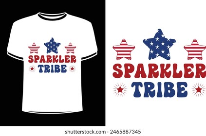 Este es un increíble diseño de camiseta de la tribu sparkler para gente inteligente. Diseño de camiseta de moda del día de la independencia de Estados Unidos. Plantilla de diseño de camisetas para el día de la Independencia.