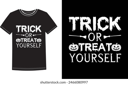 This is amazing trick ‘or treat yourself t-shirt design for smart people. Trendy Halloween Pumpkin Boo Ghost t shirt design template.