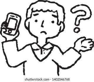 This is an Analog-style illustration of man using smartphone payment.