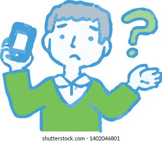 This is an Analog-style illustration of man using smartphone payment.