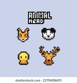 this is Animal Head icon in pixel art with simple color and blue background ,this item good for presentations,stickers, icons, t shirt design,game asset,logo and your project.