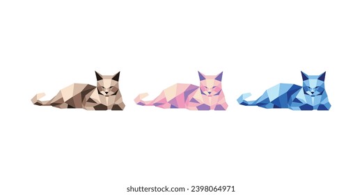 This is Animal vector design with Polygon or Geometric style. Modern and Cool Cat vector set for Ornament, Element, Accessories or any Graphic Design Needs.