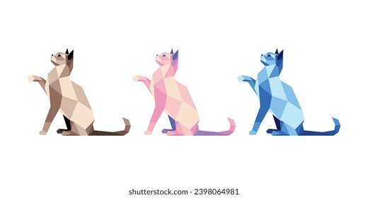 This is Animal vector design with Polygon or Geometric style. Modern and Cool Cat vector set for Ornament, Element, Accessories or any Graphic Design Needs.