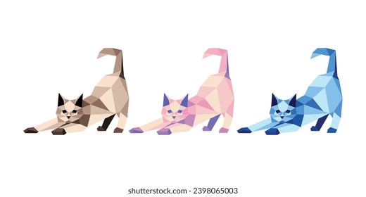 This is Animal vector design with Polygon or Geometric style. Modern and Cool Cat vector set for Ornament, Element, Accessories or any Graphic Design Needs.