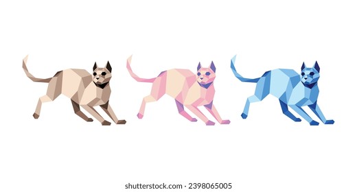 This is Animal vector design with Polygon or Geometric style. Modern and Cool Cat vector set for Ornament, Element, Accessories or any Graphic Design Needs.