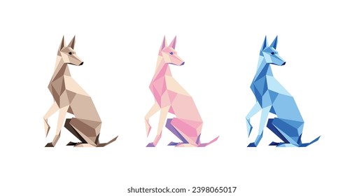 This is Animal vector design with Polygon or Geometric style. Modern and Cool Dog vector set for Ornament, Element, Accessories or any Graphic Design Needs.