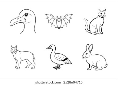 This Animal and Wildlife Vector Icons pack includes a collection of detailed vector silhouettes, line art, and logo icons, perfect for graphic design, branding, and digital projects