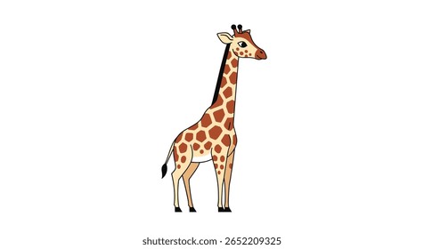 Este Animado Girafa de Animação fica alto com seus pontos distintivos e pescoço longo uma Criatura Majestosa da savana africana