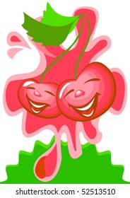 This is an animated image of berries on a background of splashing juice