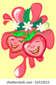 This is an animated image of berries on a background of splashing juice