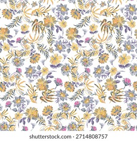Esto parece ser un patrón de acuarela digital sin fisuras de tela floral, que se puede utilizar para diversos propósitos de decoración del hogar o de la ropa. 
