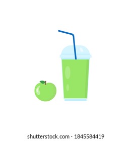 Das ist Apfelsaft auf weißem Hintergrund.
