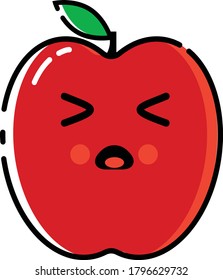 This is an apple shaped character that is cute and has a delicious expression so it can be used for anything