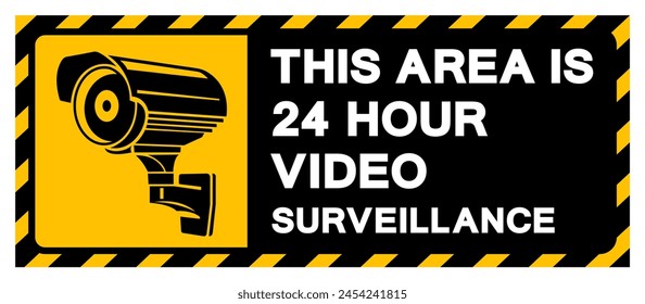 Esta Área Es 24 Horas Señal De Videovigilancia Símbolo, Ilustración vectorial, Aislado Sobre Fondo Blanco. EPS10