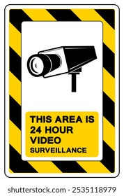 This Area Is 24 Hour Video Surveillance Symbol Sign, Vector Illustration, Isolate On White Background Label.EPS10