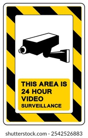 Esta Área É Símbolo De Vigilância De Vídeo De 24 Horas, Ilustração Vetorial, Isolar No Fundo Branco Label.EPS10