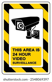 Esta Área É Símbolo De Vigilância De Vídeo De 24 Horas, Ilustração Vetorial, Isolar No Fundo Branco Label.EPS10
