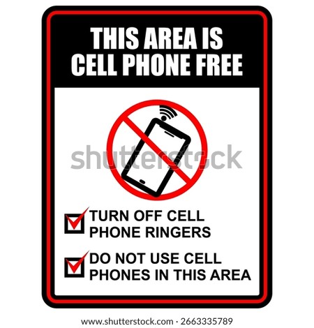This area is cell phone free, sign vector
