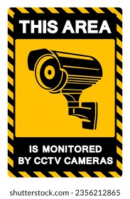 This Area Is Monitored By CCTV Cameras Symbol Sign, Vector Illustration, Isolate On White Background Label .EPS10