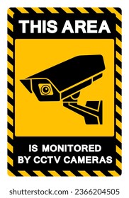 Esta Zona Está Supervisada Por Signo De Símbolo De Cámaras CCTV, Ilustración De Vectores, Aislada En Etiqueta De Fondo Blanco .EPS10