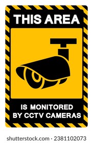 Esta Zona Está Supervisada Por Signo De Símbolo De Cámaras CCTV, Ilustración De Vectores, Aislada En Etiqueta De Fondo Blanco .EPS10