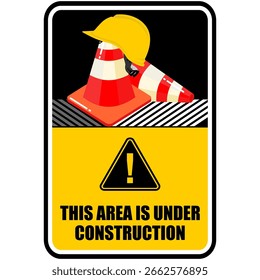 This Area is under construction, sign vector