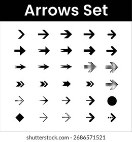 Este Conjunto de Símbolos de Seta inclui uma coleção versátil de ícones de navegação e direção. De setas simples planas a circulares, curvas e duplas — cada vetor é totalmente editável e dimensionável. I
