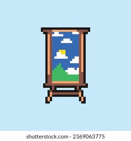 this is Art icon in pixel art with simple color and blue background ,this item good for presentations,stickers, icons, t shirt design,game asset,logo and your project.