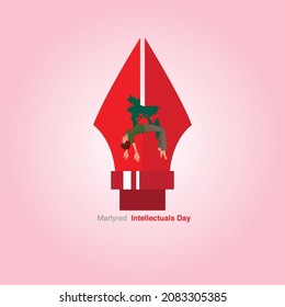 This Art Work Pen And Cartoon Character Represent Bangladesh Martyred Intellectuals Day .