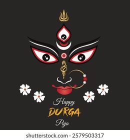 This artwork beautifully captures the essence of Goddess Durga,symbolizing power,protection,and divine grace.The design features her intense eyes,third eye,trishul (trident),nose ring,and ornaments.