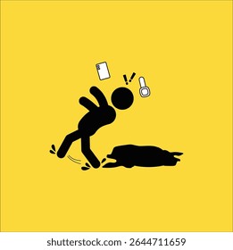  Esta obra de arte ofrece un fuerte mensaje sobre la seguridad de los peatones y los peligros de la conducción distraída. Diseño de Ilustración vectorial. Eps 10. 